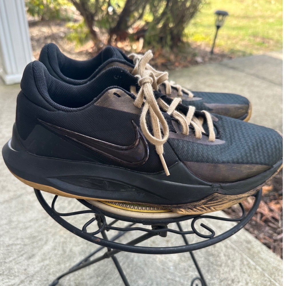 Nike Precision 6 Basketball Shoes Black Gold Men's Size 10 Low Top Sneakers‎